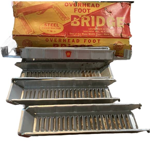 MARX Metal Overhead Pedestrian Foot Bridge Vintage Toy Trains PRR Railroad - Picture 1 of 13